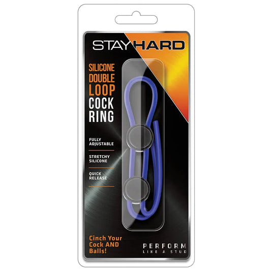 Stay Hard Silicone Double Loop Cock Ring-Blue My Store