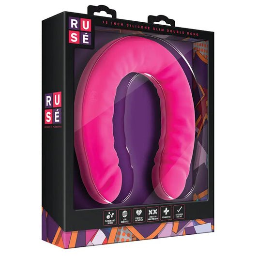 Ruse Silicone Slim Double Dong-Hot Pink 18 My Store