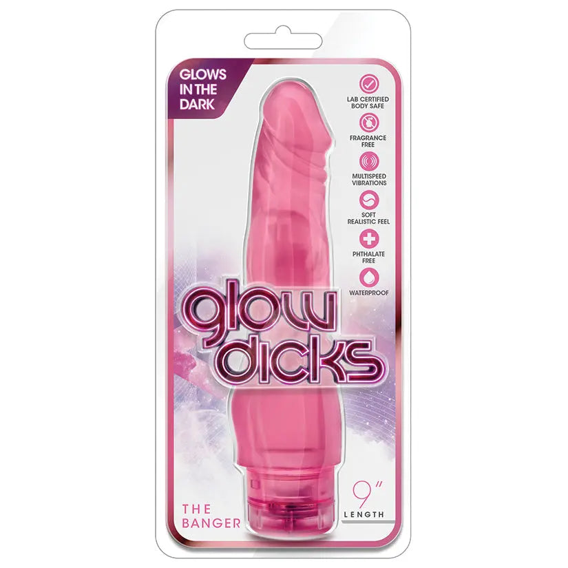 Glow Dicks The Banger Vibrating-Pink 9 My Store