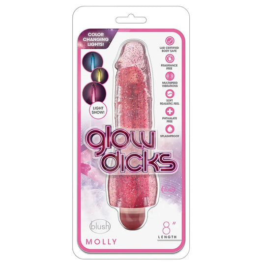 Glow Dicks Molly Glitter Vibrator-Pink 8 My Store