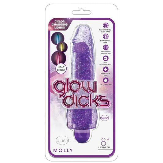 Glow Dicks Molly Glitter Vibrator-Purple 8 My Store