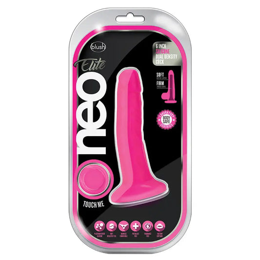Neo Elite Silicone Dual Density Cock-Neon Pink 6 My Store
