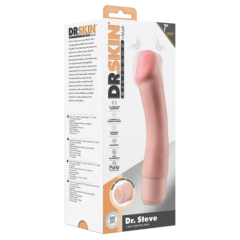 Dr. Skin Silicone Dr. Steve Vibrating Dildo-Vanilla 7 My Store