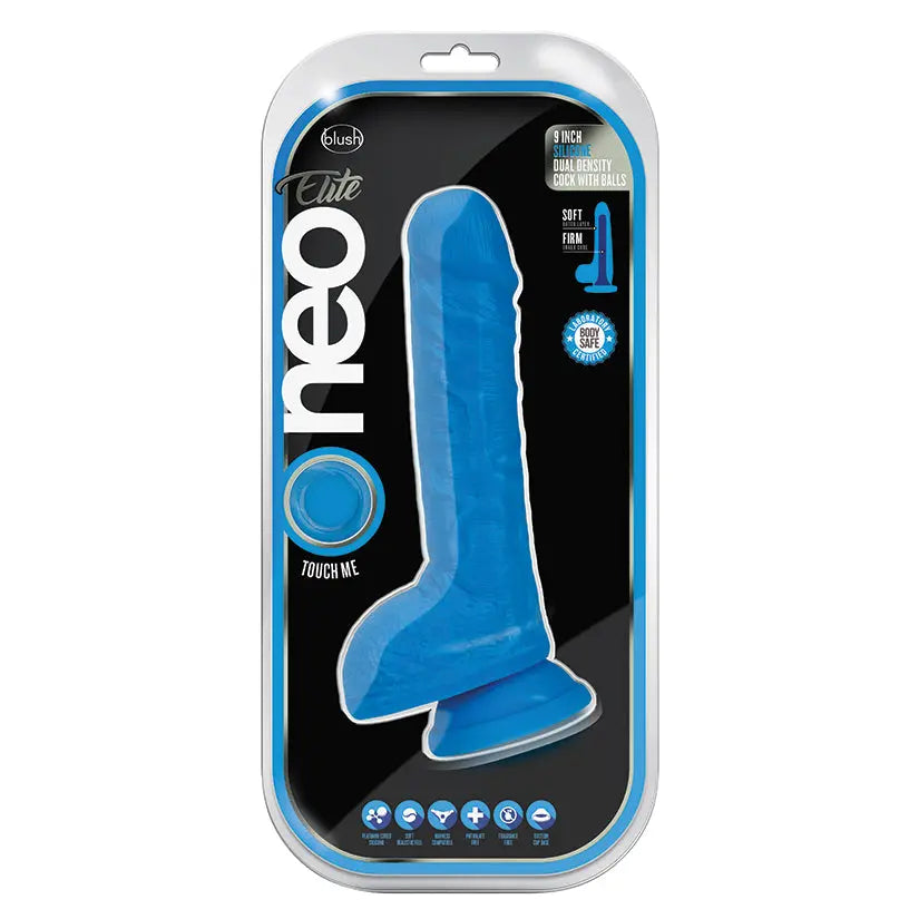 Neo Elite Silicone Dual Density Cock with Balls-Neon Blue 9 My Store