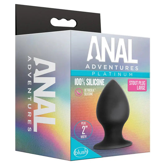 Anal Adventures Platinum Silicone Anal Stout Plug  Large Black My Store
