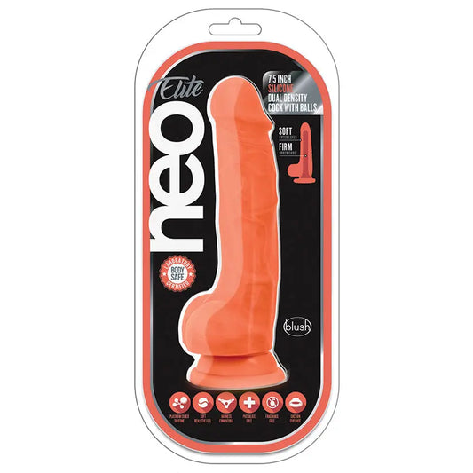 Neo Elite Silicone Dual Density Cock with Balls-Neon Orange 7.5 My Store