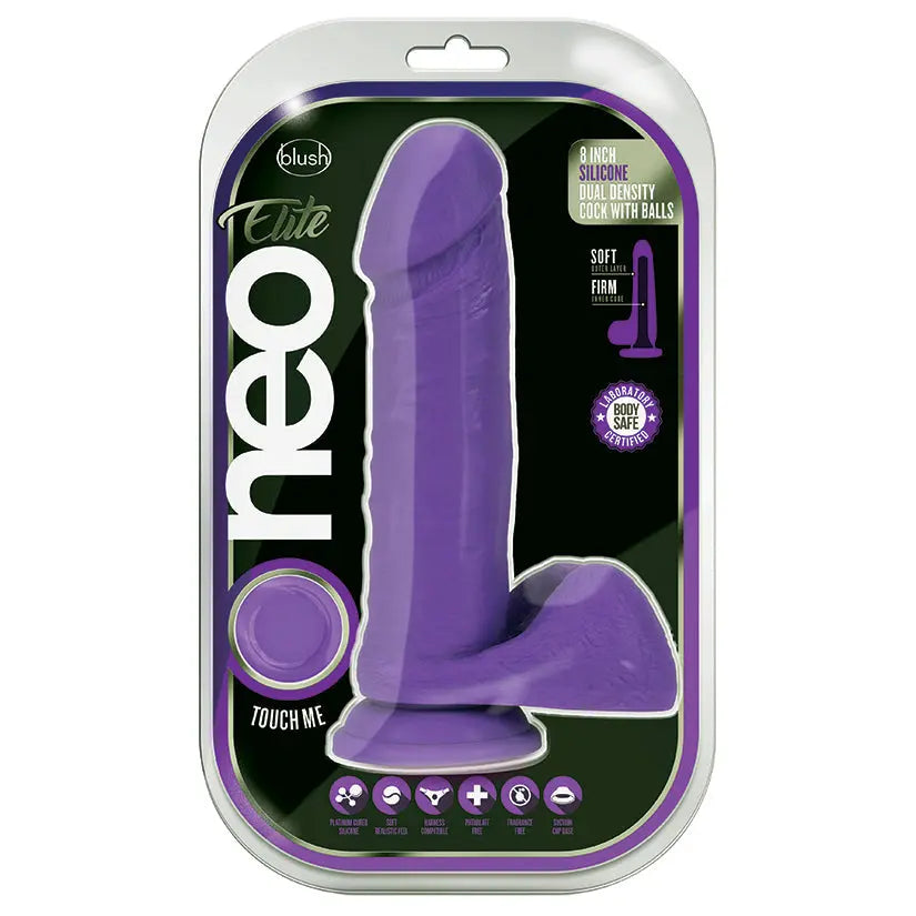 Neo Elite Silicone Dual Density Cock with Balls-Neon Purple 8 My Store