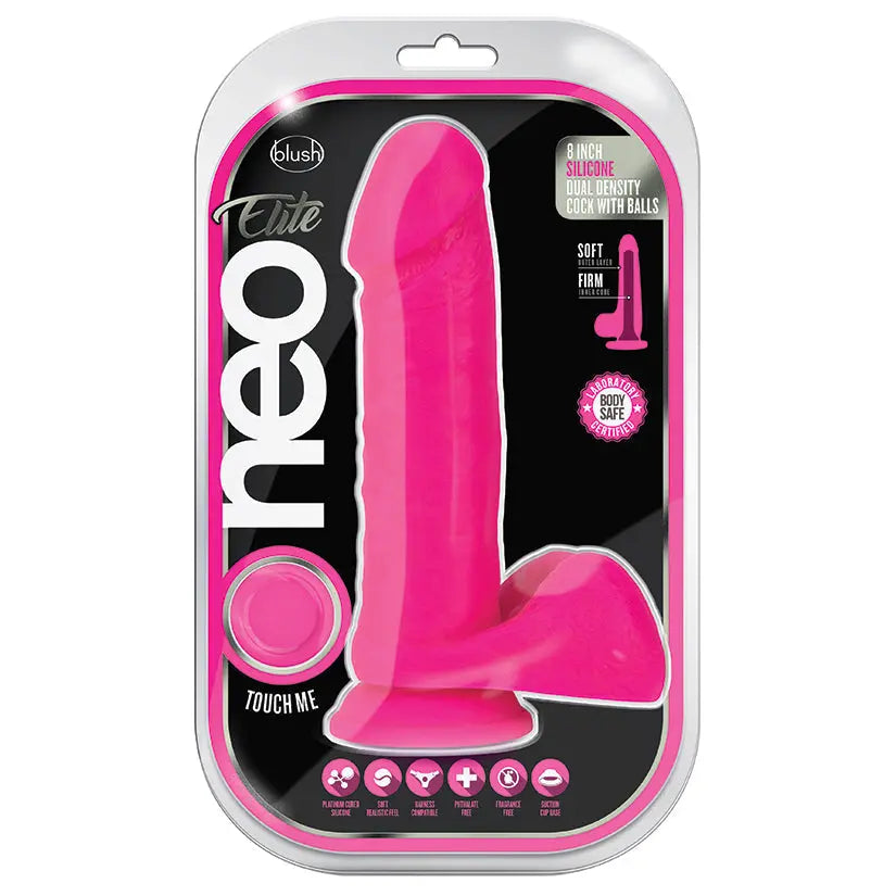 Neo Elite Silicone Dual Density Cock with Balls-Neon Pink 8 My Store