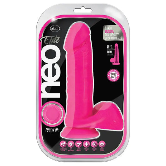 Neo Elite Silicone Dual Density Cock with Balls-Neon Pink 8 My Store