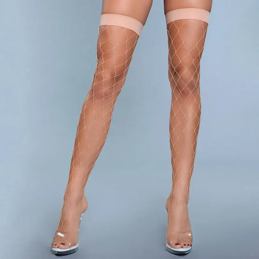BeWicked Caught In My Trap Thigh Highs-Nude O/S-Boxed My Store