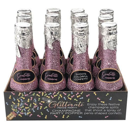 Glitterati Champagne Confetti Poppers Display of 12 My Store