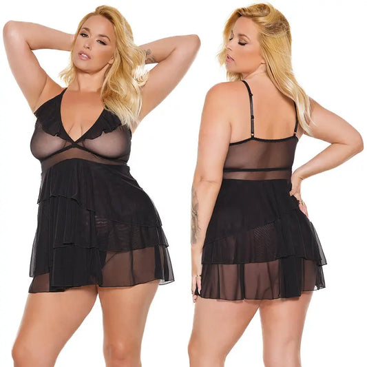 Coquette Babydoll & G-String-Black O/S X-Hanging My Store