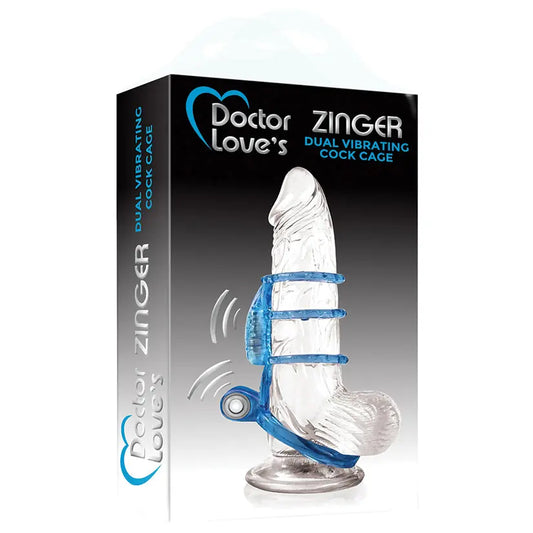 Doctor Love's Zinger Dual Vibrating Cock Cage-Blue My Store