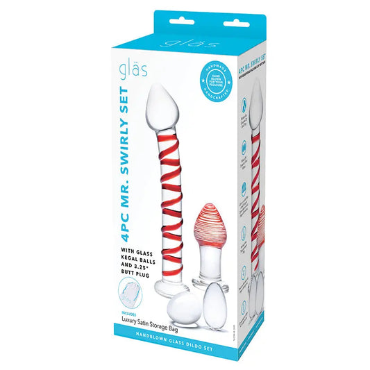 Glass 4pc Mr Swirly Set with Glass Kegal Balls & Butt Plug 3.25 My Store