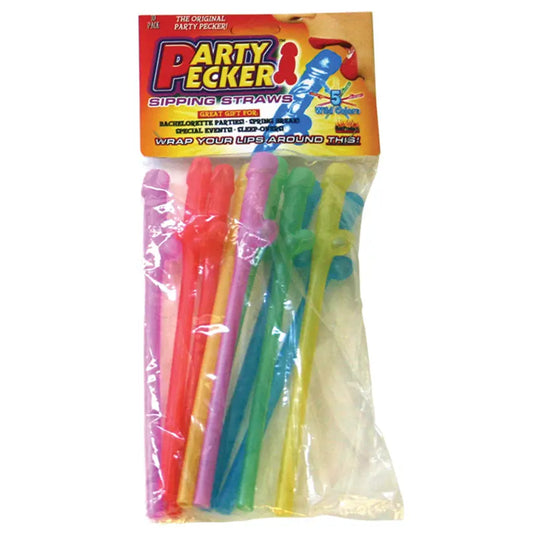 Party Pecker Sipping Straws-Neon Colors 10pk My Store