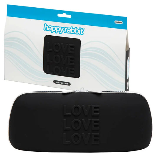 Happy Rabbit Love Storage Zip Bag-Black Medium My Store