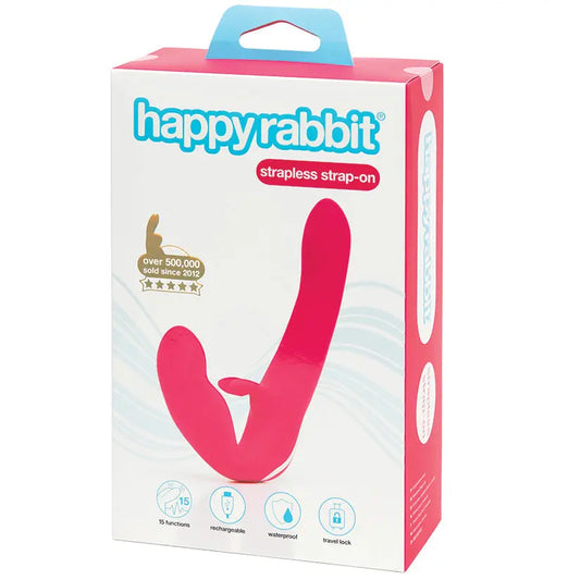 Happy Rabbit Strapless Strap On Rabbit Vibe-Pink My Store