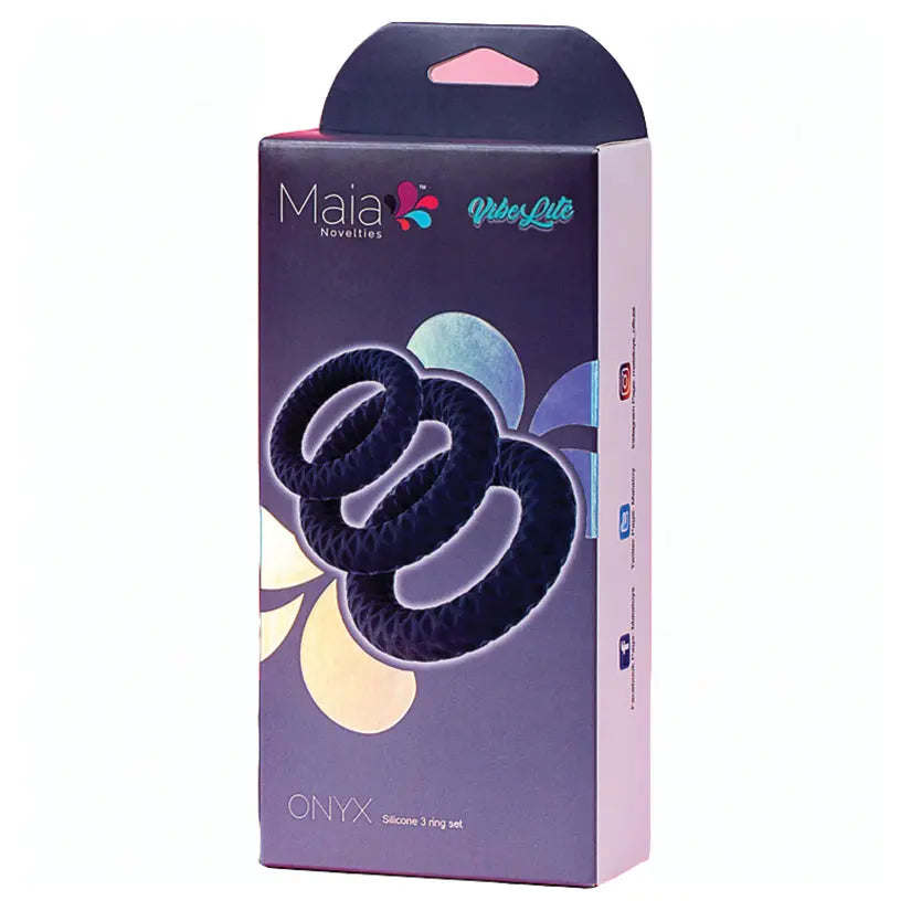 Maia Onyx Silicone Ring Set of 3 My Store