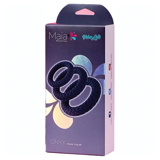 Maia Onyx Silicone Ring Set of 3 My Store