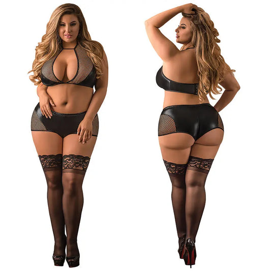 MAGIC SILK Black Magic Keyhole Crop Bralette & Boy Short Set-Black QUEEN-Boxed My Store