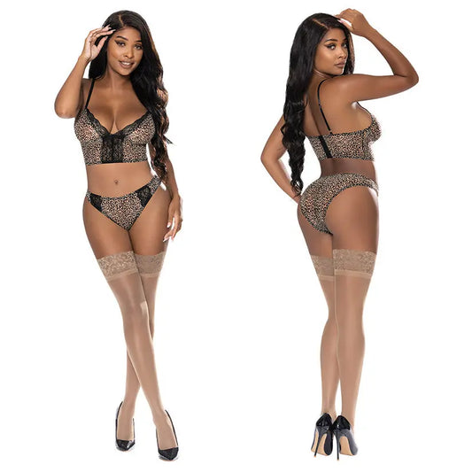 Magic Silk Bra & Hipster Panty-Leopard L/XL-Boxed My Store