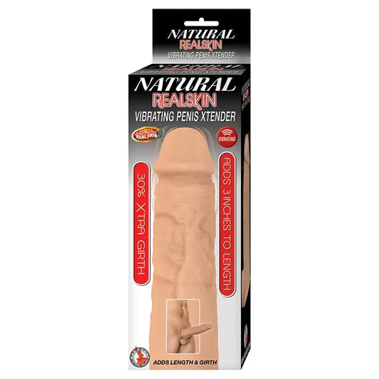 Natural Realskin Vibrating Penis Xtender-White My Store