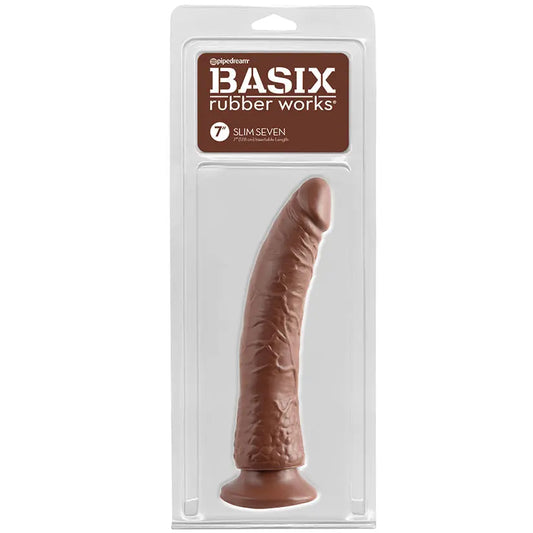 Basix Rubber Works Slim Dong with Suction Cup-Brown 7 My Store