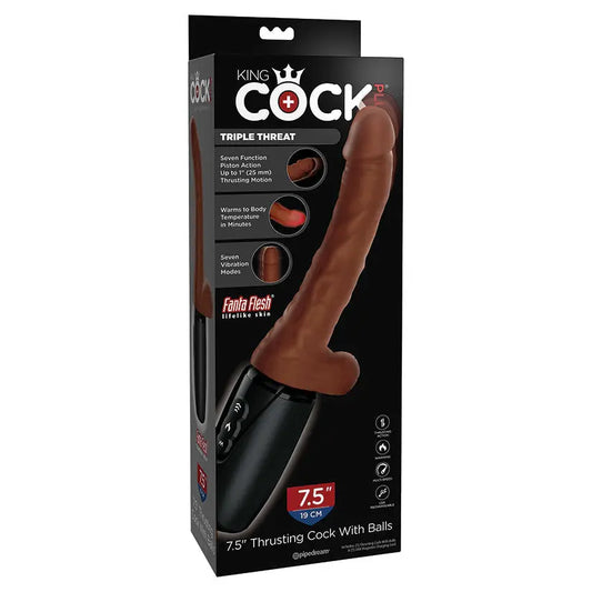 King Cock Plus Thrusting Cock with Balls-Brown 7.5 My Store