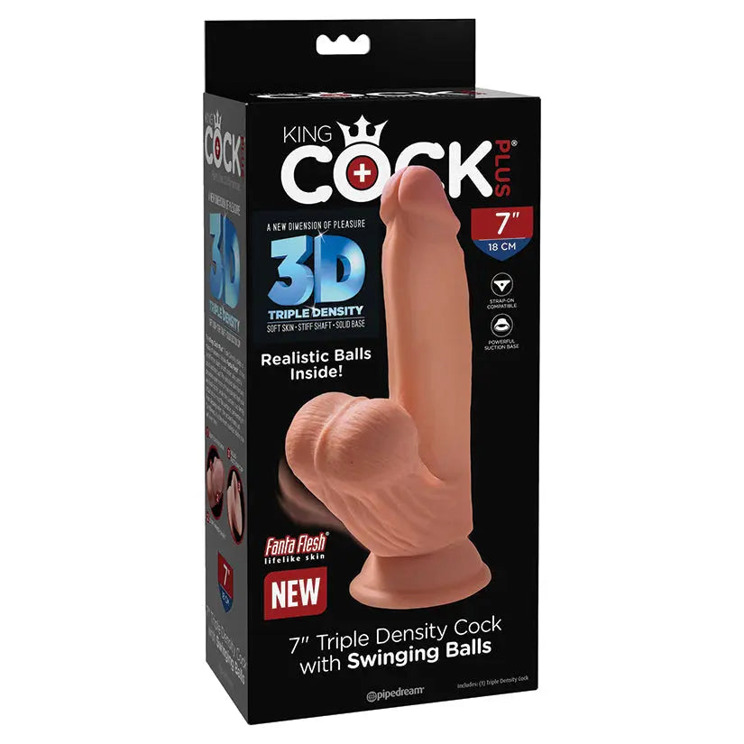 King Cock Plus Triple Density Cock With Swinging Balls-Tan 7 My Store
