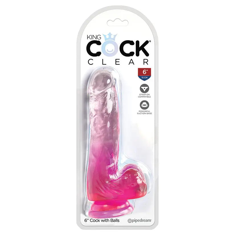 King Cock Clear with Balls-Pink 6 My Store