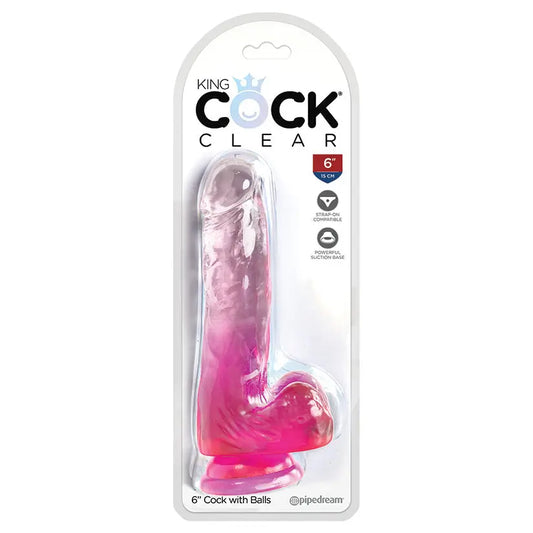 King Cock Clear with Balls-Pink 6 My Store