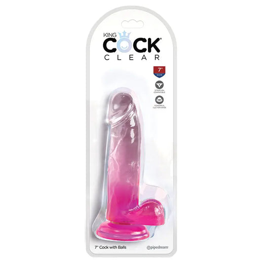 King Cock Clear with Balls-Pink 7 My Store