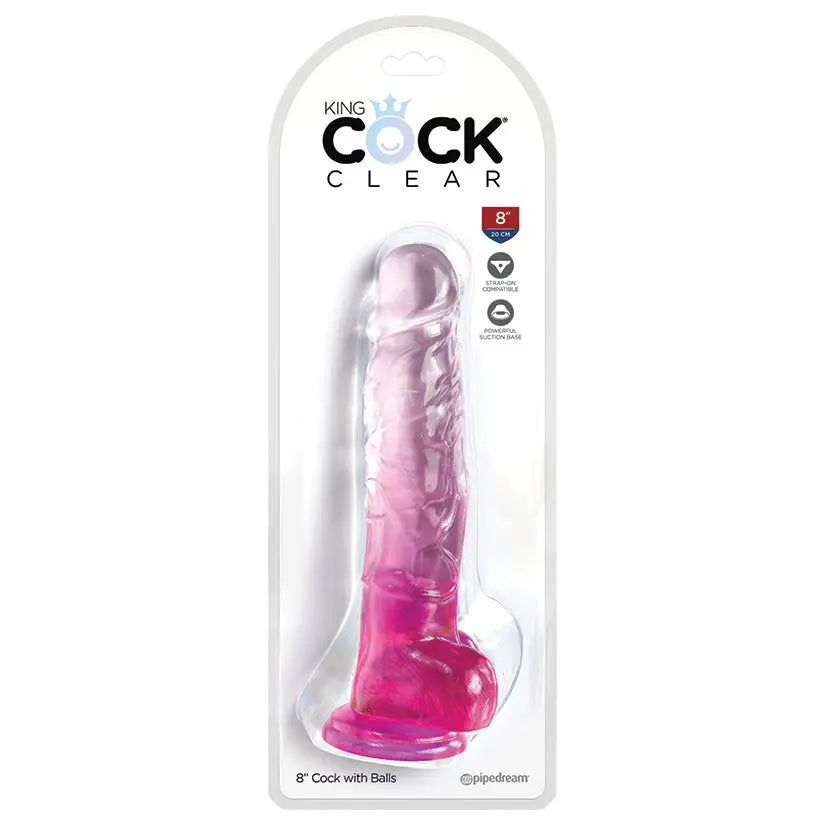 King Cock Clear with Balls-Pink 8 My Store