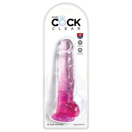 King Cock Clear with Balls-Pink 8 My Store