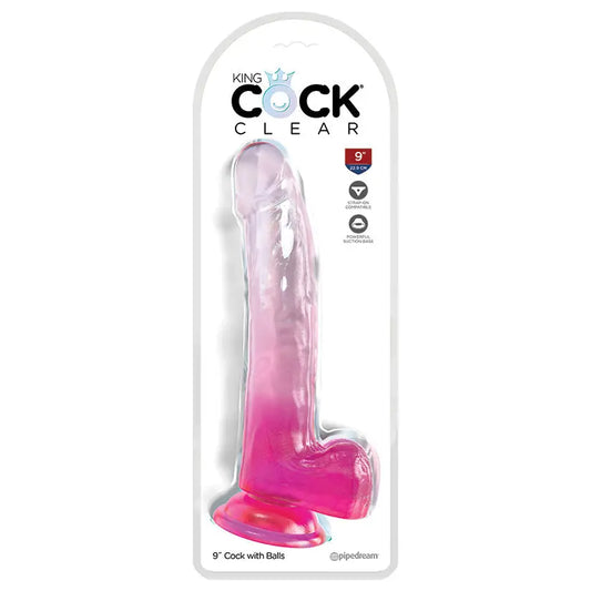 King Cock Clear with Balls-Pink 9 My Store