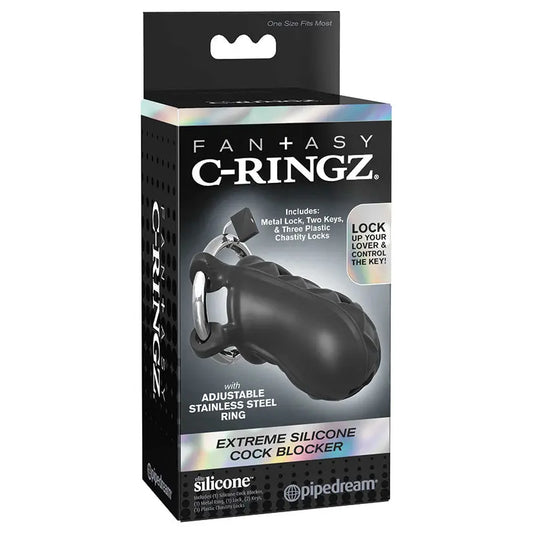 Fantasy C-Ringz Extreme Silicone Cock Blocker-Black My Store