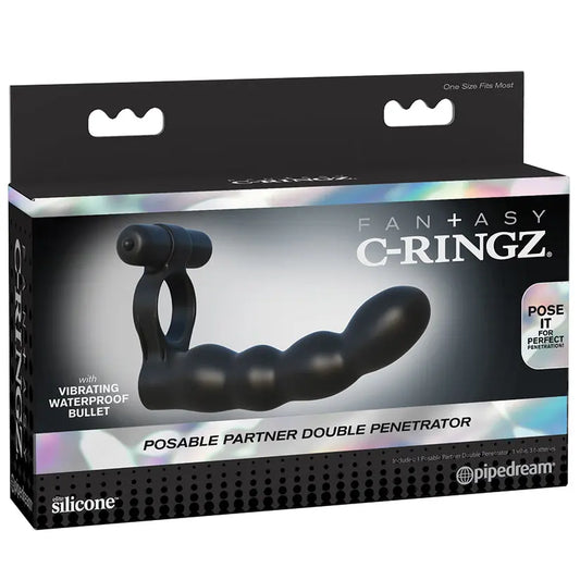 Fantasy C-Ringz Posable Partner Double Penetrator-Black My Store
