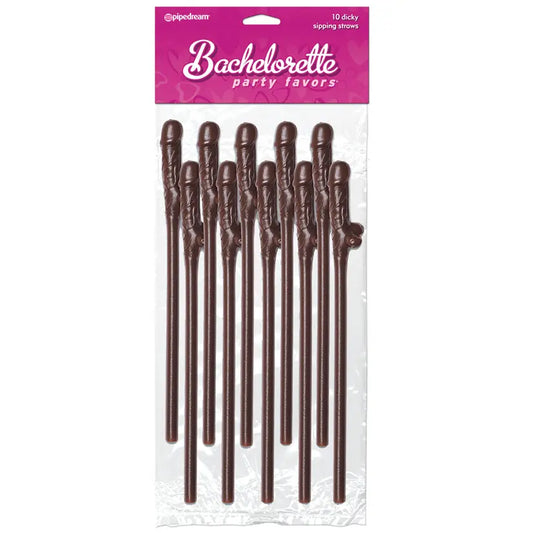 Bachelorette Party Dicky Sipping Straws-Brown 10pk My Store