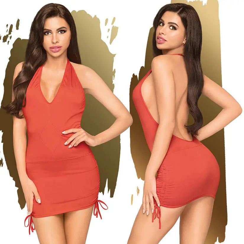 Penthouse Earth-Shaker Mini Dress With Thong-Red M/L-Boxed My Store