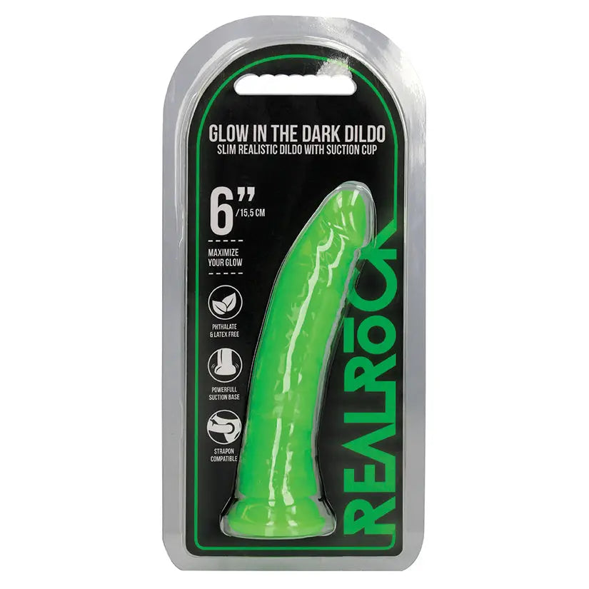 RealRock Slim Glow in the Dark Dildo-Green 6 My Store