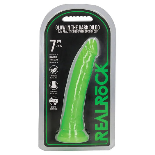 RealRock Slim Glow in the Dark Dildo-Green 7 My Store