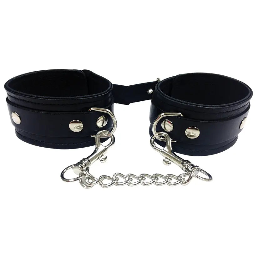 Rouge Group Plain Leather Wrist Cuffs-Black My Store