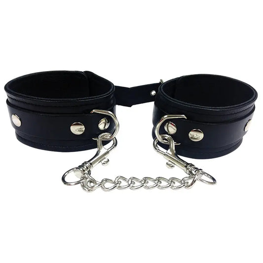 Rouge Group Plain Leather Wrist Cuffs-Black My Store