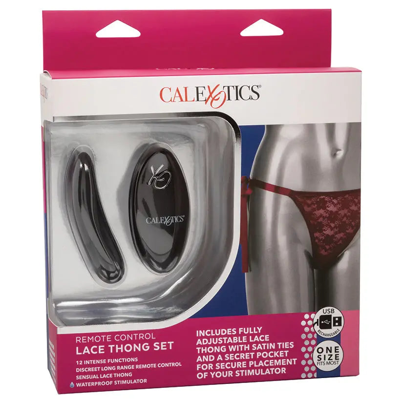 Remote Control Lace Thong Set-Burgundy My Store