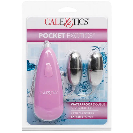 Pocket Exotics Waterproof Double Bullets-Silver My Store