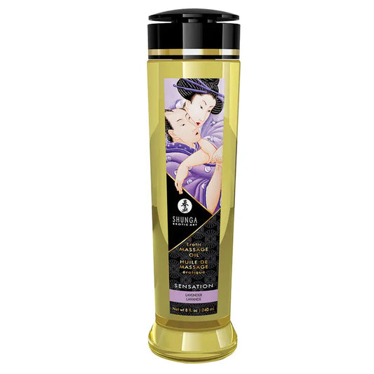 Shunga Erotic Massage Oil Sensation-Lavender 8oz My Store