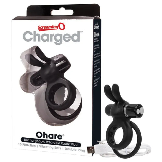 Screaming O Charged Ohare Rechargeable Wearable Rabbit-Black My Store