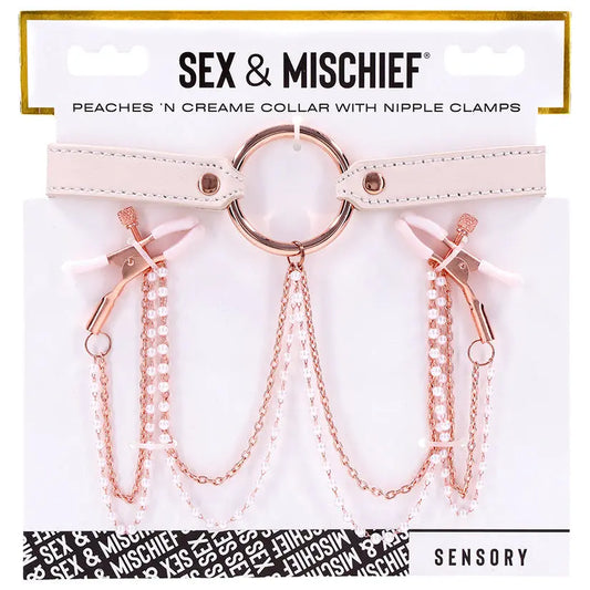 S&M Peaches Ôn CreaMe Collar with Nipple Clamps My Store