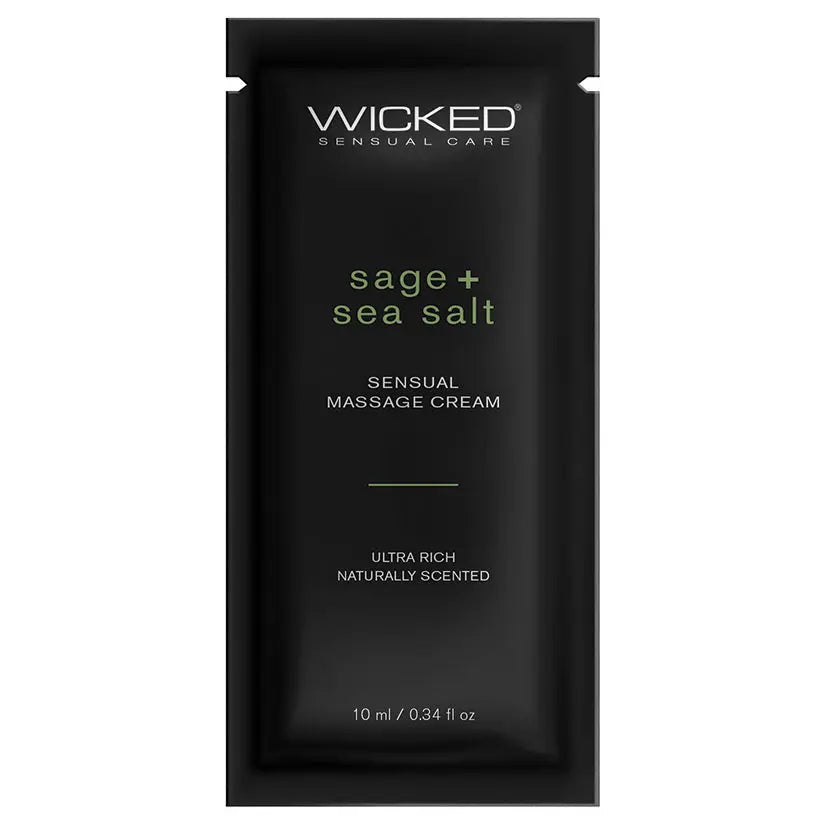 Wicked Sensual Massage Cream-Sage + Sea Salt Scented 10ml Foil My Store