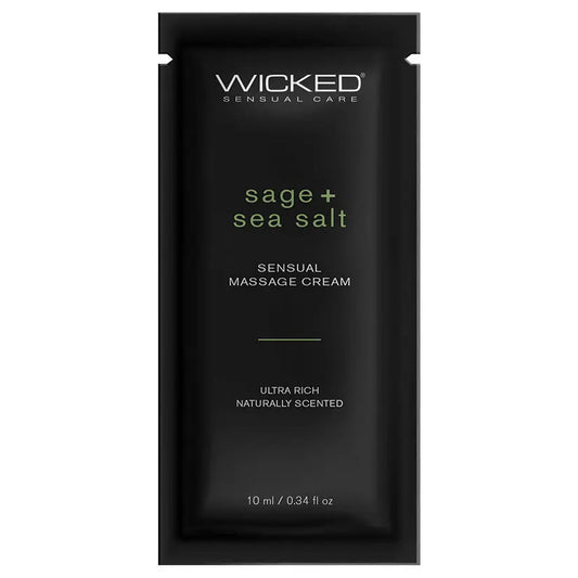 Wicked Sensual Massage Cream-Sage + Sea Salt Scented 10ml Foil My Store